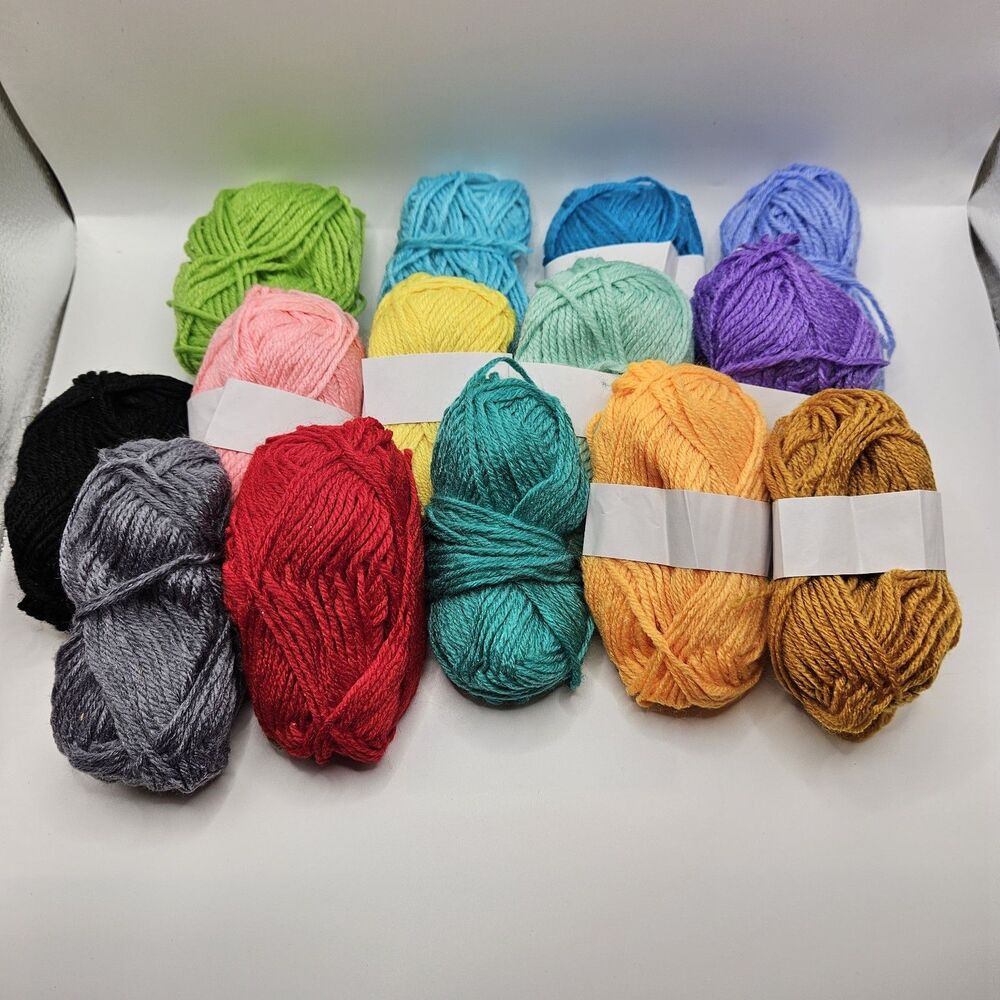 Lot of 12 Small Yarn Skeins Mixed Colors Craft Crochet Knitting Acrylic Yarn...